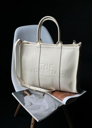 Сумка женская в стиле marc jacobs big tote bag cream leather