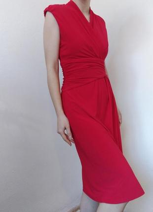 Червона сукня міді плаття на запах красива сукня нарядна бордове плаття вінтаж сукня6 фото