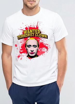 Футболка з патріотичним принтом "wanted terrorist clown" push it2 фото