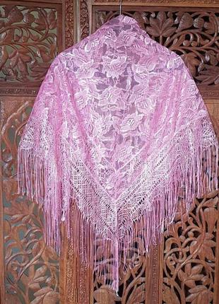 Нарядний повітряний хусточок 100*100 рожевий