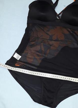 Купальник сдельный черный с утяжкой большого размера 52 / 18 сплошной цельный