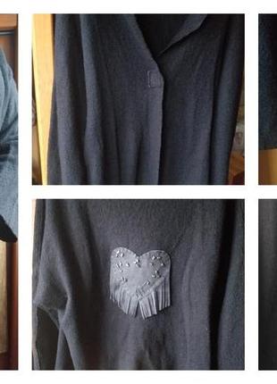Дизайнерский винтажный кардиган из шерсти с бахромой оверсайз2 фото