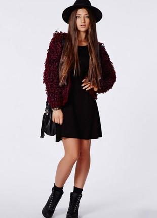 Кудлата кофта missguided catriona loop knit shrug cardigan кольору марсала3 фото