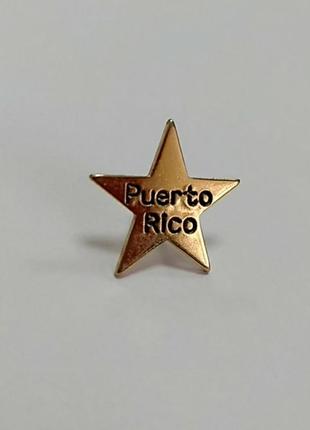 Винтажная сувенирная булавка puerto rico 1980-х годов из металла с золотым оттенком, nm1 фото