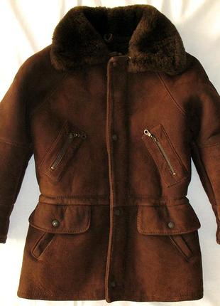 Натуральная детская дубленка на 134 см кожаная куртка из овчины на меху дублянка шуба зима