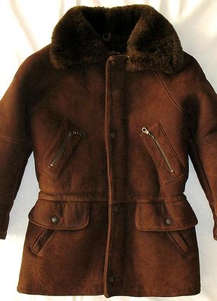 Натуральная детская дубленка на 134 см кожаная куртка из овчины на меху шуба зима