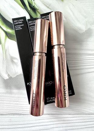 Туш на клік, чорна туш kiko milano 24h long lasting & panoramic volume mascara!