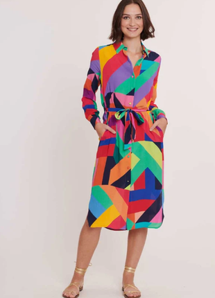 Платье рубашка разноцветный принт derhy, франция