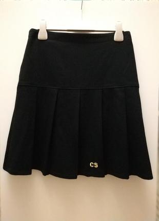 Фирменная чёрная юбка на кокетке в школу универ и не только banner англия