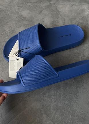 Шлепанцы 42 мужские слайда синие голубые шлепки