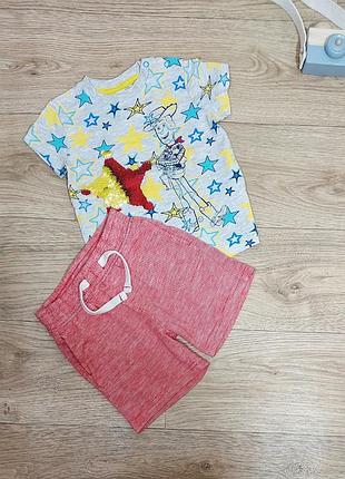 Детский набор: футболка + шорты на 12-18 мес, состояние идеальное