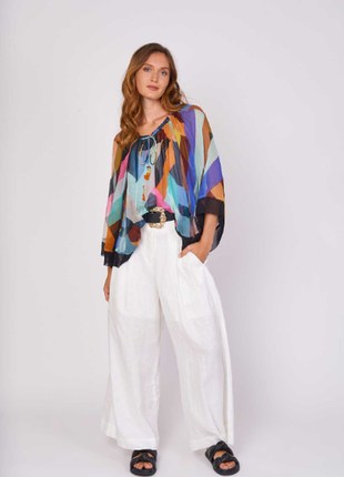 Блуза шелковая цветная derhy, франция1 фото