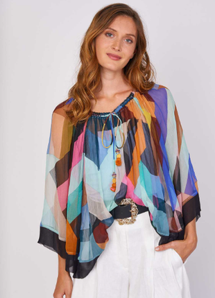 Блуза шелковая цветная derhy, франция2 фото