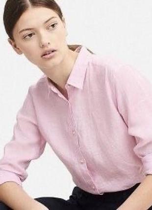 Uniqlo женская льнялая рубашка, лляна сопочка, льняная блузка, льняная блуза