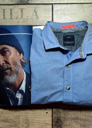 Мужская элегантная  винтажная  рубашка superdry casual  в синем цвете размер м4 фото