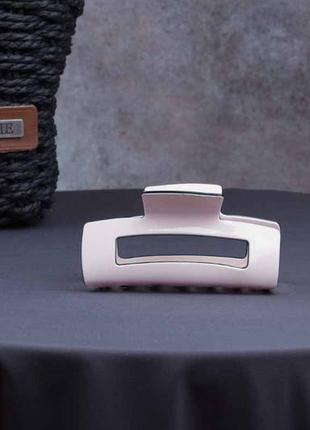 Заколка крабік для волосся, бежевий, пластик, 8 см