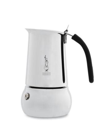 Кофеварка гейзерная bialetti kitty induction на 4 чашки (145 мл.) из нержавеющей стали inox 10/18