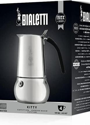 Кавоварка гейзерна bialetti kitty induction на 4 чашки (145 мл.) з неіржавкої сталі inox 10/188 фото