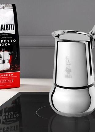 Кофеварка гейзерная bialetti kitty induction на 4 чашки (145 мл.) из нержавеющей стали inox 10/189 фото