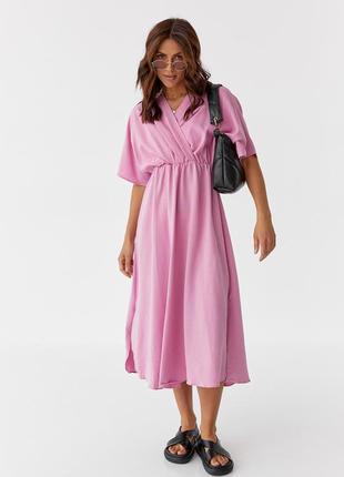 Сукня-міді з верхом на запах, рожева