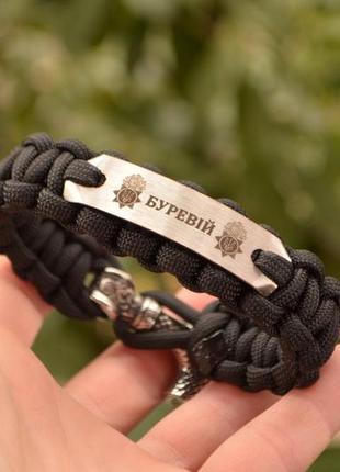 Браслет із гравіюванням і молотом тора з неіржавкої сталі та паракорду плетіння кобра + брелок у подарунок