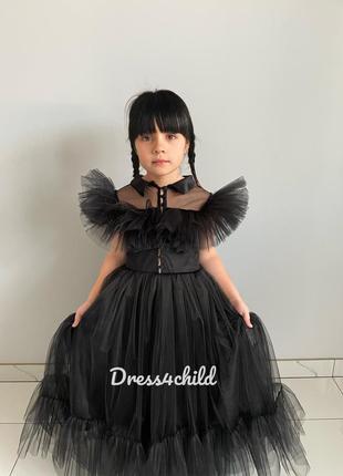 Чорна сукня wednesday новинка нарядне плаття для дівчинки сукня венсдей сукня венздей чорна уенсдей плаття чорне2 фото