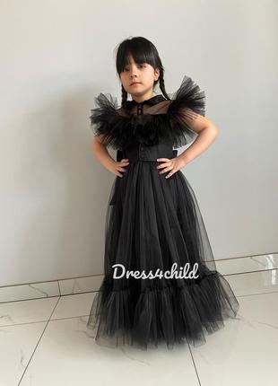 Чорна сукня wednesday новинка нарядне плаття для дівчинки сукня венсдей сукня венздей чорна уенсдей плаття чорне3 фото