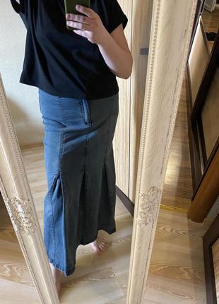 Модная джинсовая миди юбка с эластаном 50-52 р5 фото