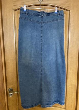 Модная джинсовая миди юбка с эластаном 50-52 р7 фото