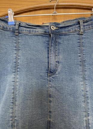 Модная джинсовая миди юбка с эластаном 50-52 р6 фото