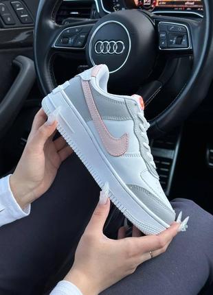 Женские кожаные серые с розовым кроссовки nike air force 1 shadow 🆕 найк6 фото