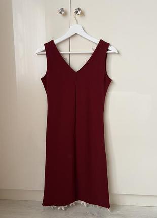 Плаття бордове з кружевом6 фото