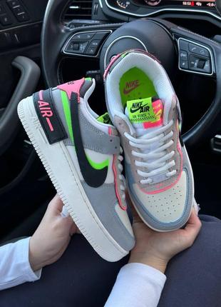 Женские кожаные разноцветные кроссовки nike air force 1 shadow 🆕 найк