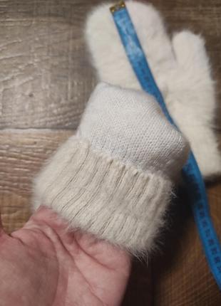 Рукавиці рукавиці жіночі хутро варежки женские беж кролика теплі зимові3 фото