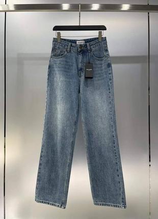 Жіночі джинси прямі в стилі ysl yves saint laurent, джинси труби, сині4 фото
