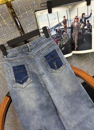 Жіночі джинси прямі в стилі ysl yves saint laurent, джинси труби, сині3 фото
