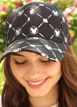 Женская летняя кепка бейсболка черный с серебряный