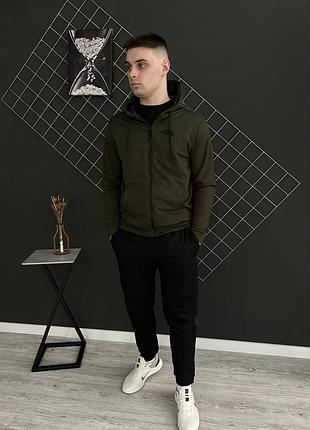 Демісезонний спортивний костюм tnf кофта на змійці хакі + штани