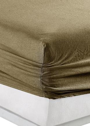 Простынь трикотажная на резинке спальное место  180 x 200 см  цвет коричневый
