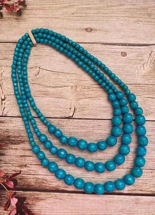 Бусы из дерева, украискте кораллы, ожерелье