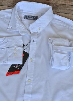 Распродажа, sayfa, качественная турецкая мужская рубашка, белая, короткий рукав реглан4 фото