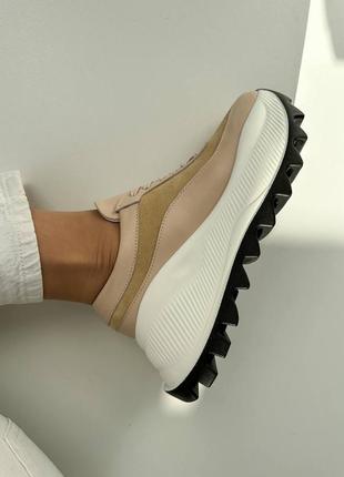 Кроссовки кеды натуральная кожа замш на высокой подошве платформе тракторной пила