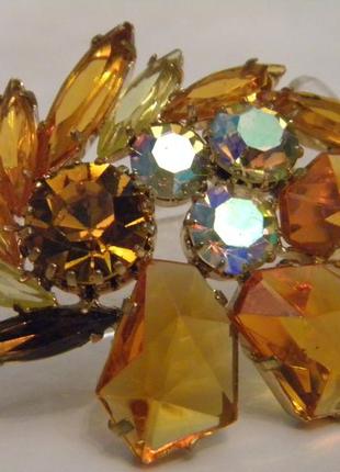 Красивая брошь чешская бижутерия чехословакия яблонекс винтаж №148