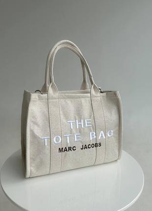 Сумка marc jacobs tote bag textile light beige2 фото