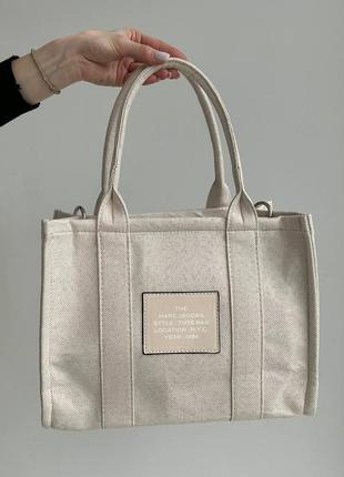 Сумка marc jacobs tote bag textile light beige3 фото