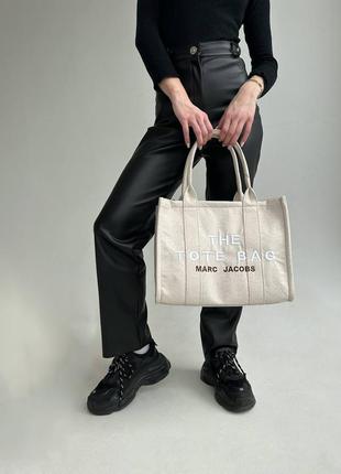 Сумка marc jacobs tote bag textile light beige4 фото