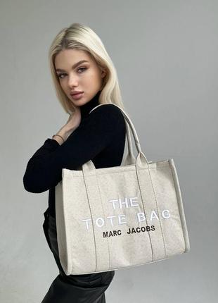 Сумка marc jacobs tote bag textile light beige6 фото