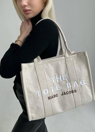 Сумка marc jacobs tote bag textile light beige9 фото