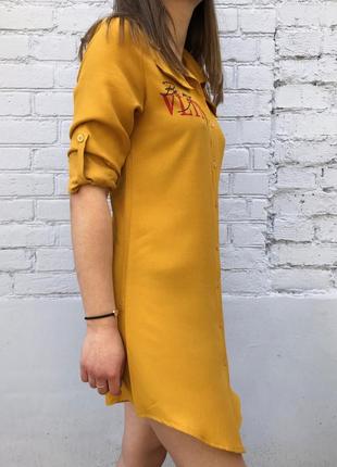 Платье-рубашка желтое4 фото