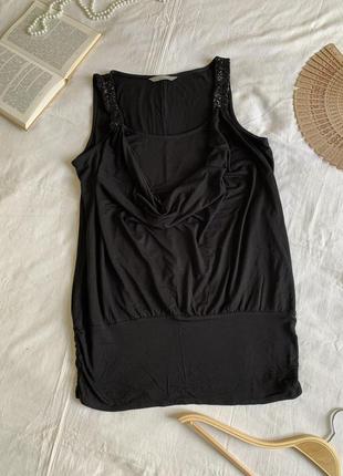 Натуральное черное платье-туника из вискозы (размер 16/44)